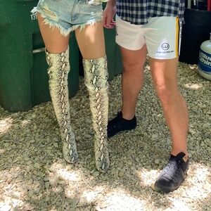 Snakeskin over the knee boots